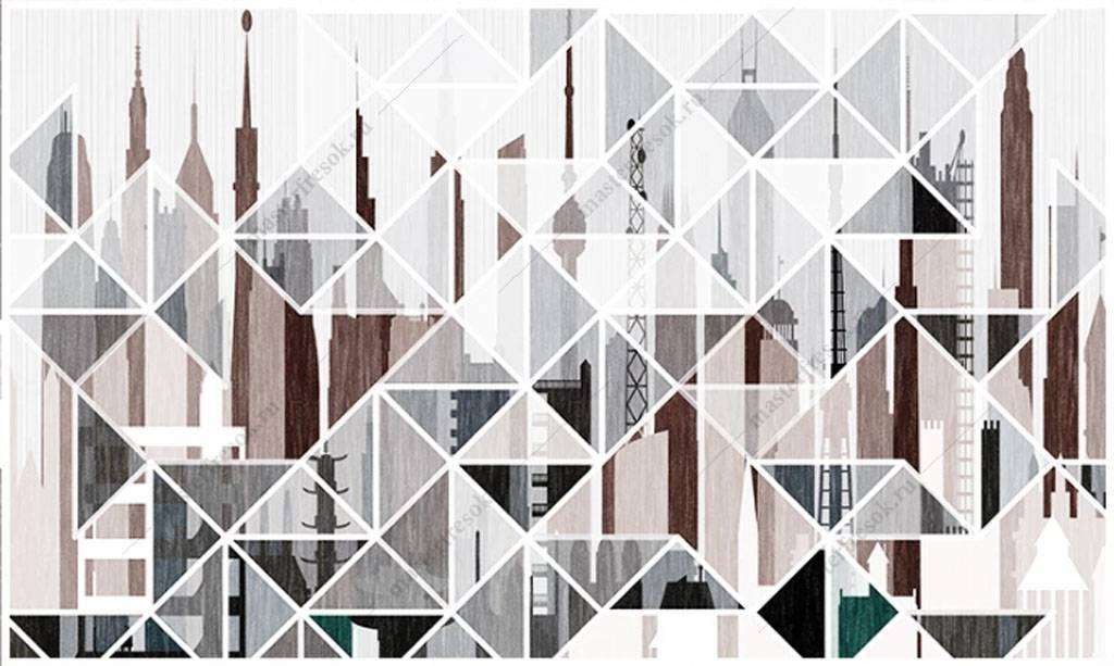 Фотообои в интерьере геометрическая композиция  15-837 фото