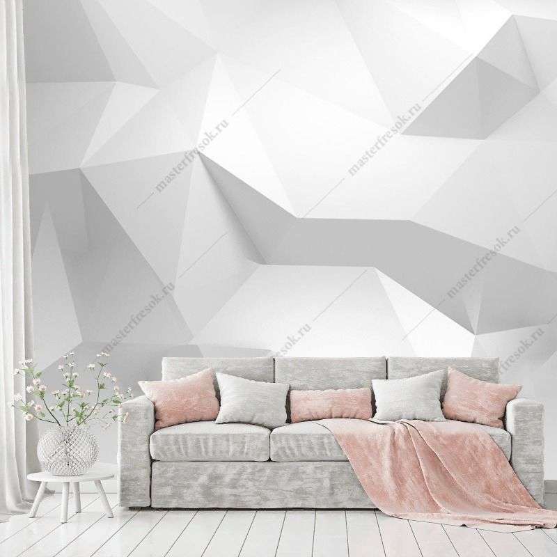 Фотообои в интерьере фон серый геометрия    9-1891 фото