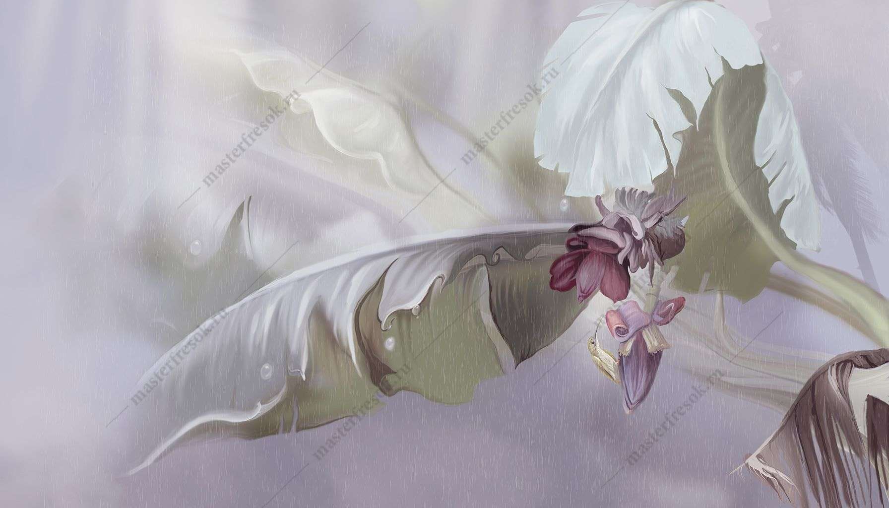 Фотообои в интерьере листья тропические 3д  13-378 фото