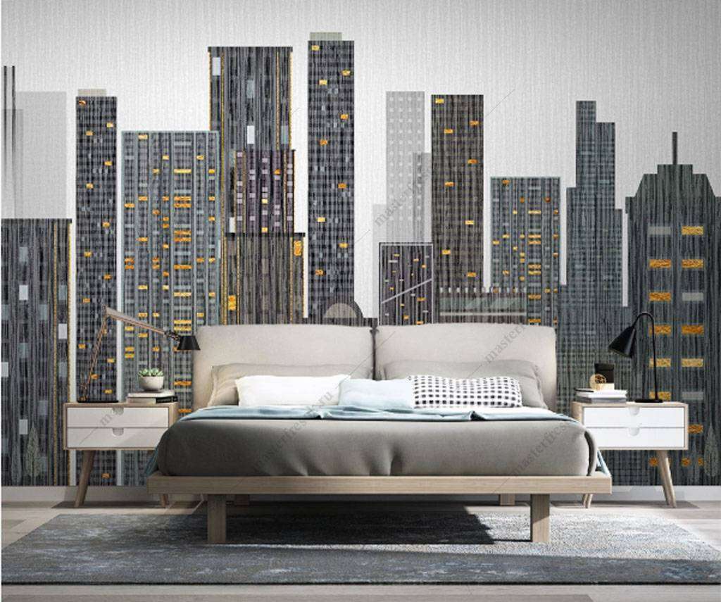 Фотообои в интерьере город в ночи  15-853 фото