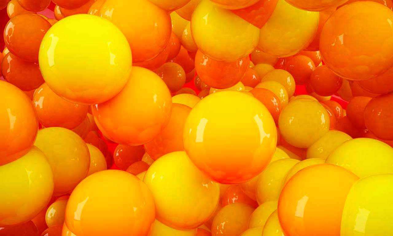 Фотообои в интерьере большие объемные желтые шары  10-430 фото