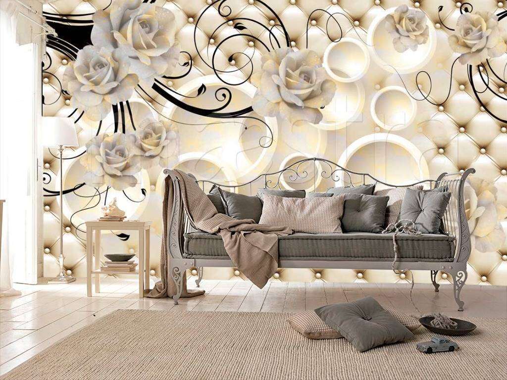 Фотообои Цветы с узором на 3д ткани  10-389