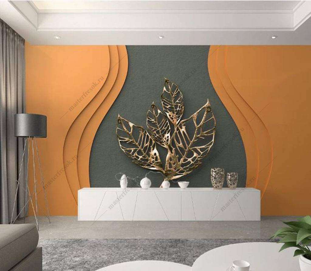 Фотообои в интерьере филигрань листочек  16-071 фото