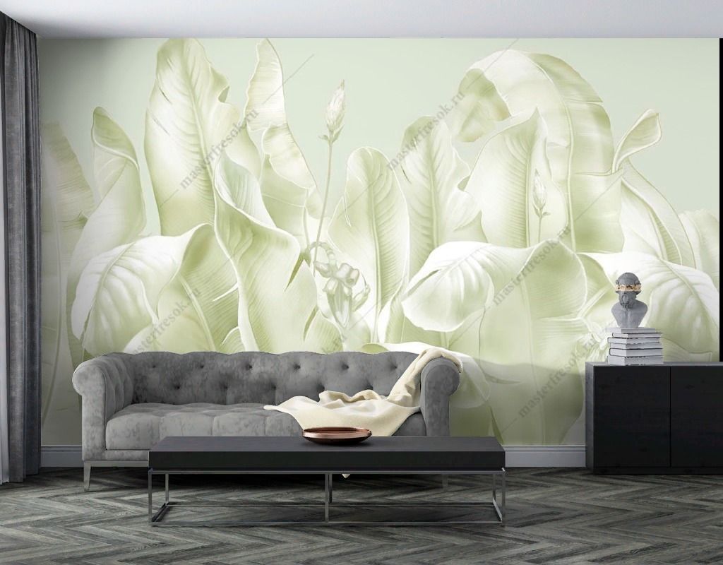 Фотообои Листья пастель  13-563