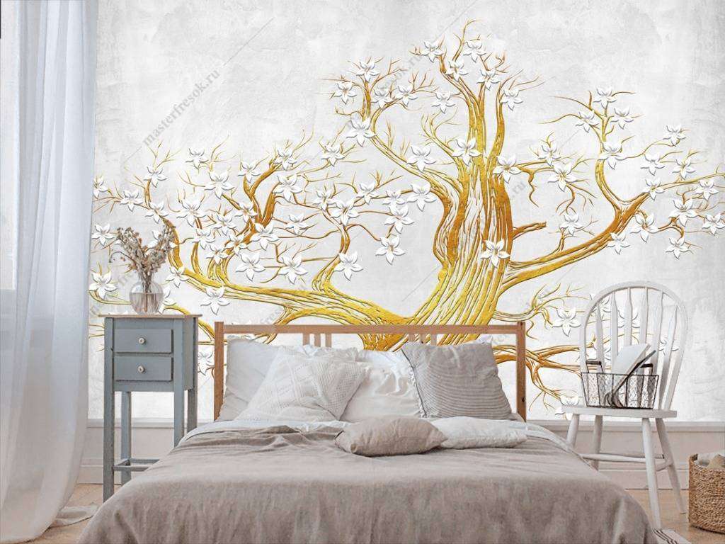 Фотообои в интерьере дерево силуэт  10-671 фото