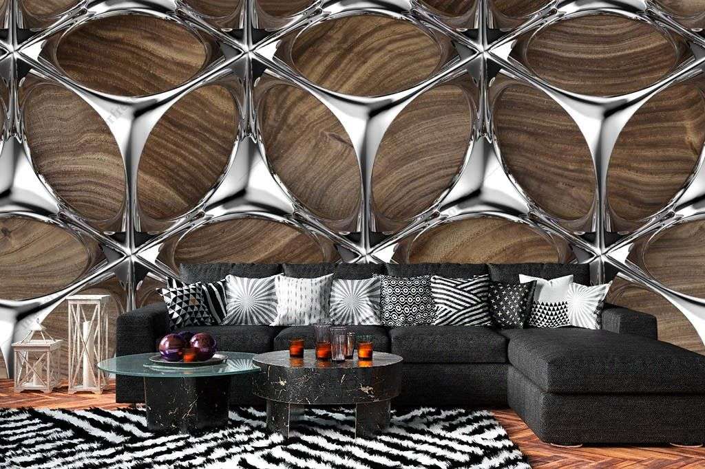 Фотообои в интерьере объемный металл  9-1589 фото