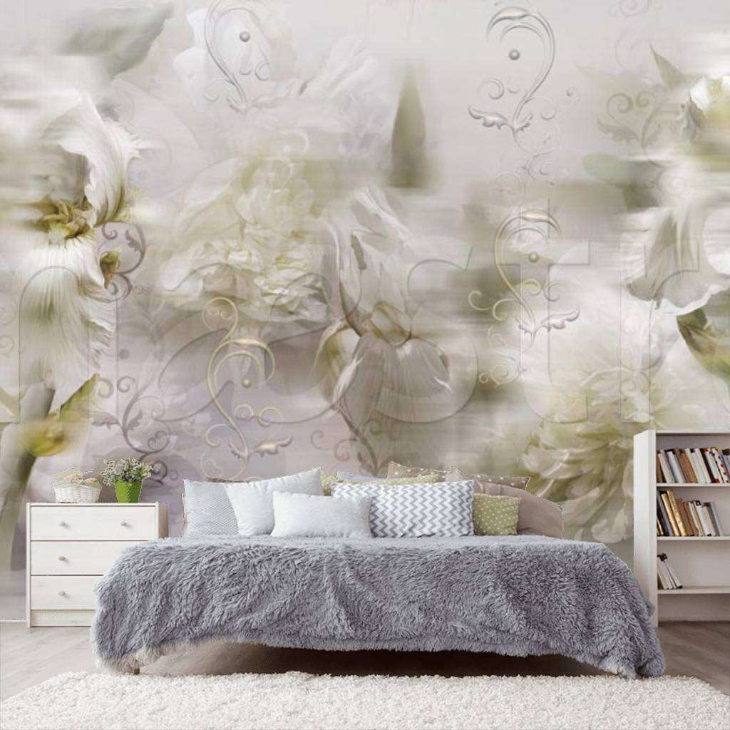 Фотообои в интерьере цветочный туман 3д  7-728 фото