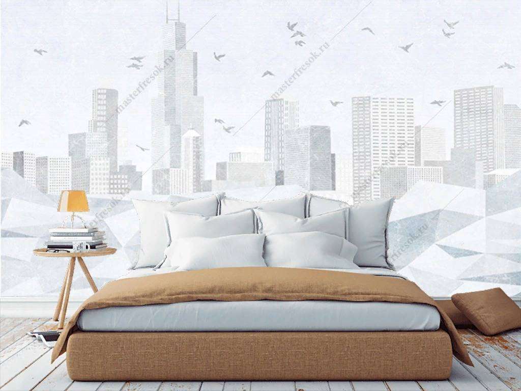 Фотообои в интерьере серый город  15-859 фото