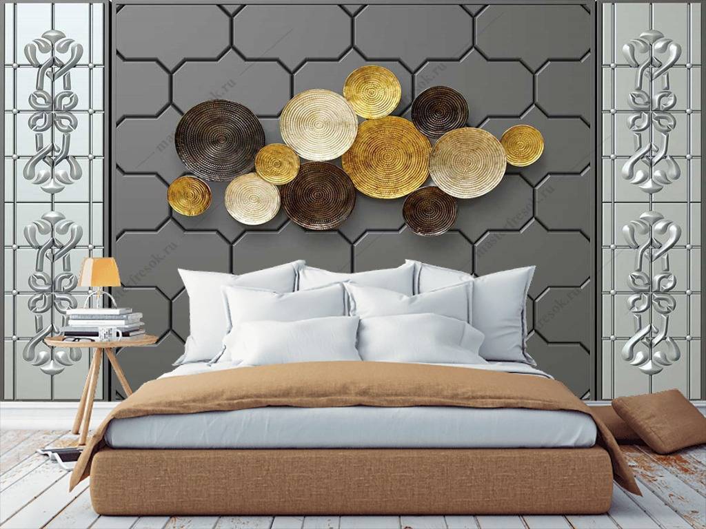 Фотообои 3д золотые круги  10-701