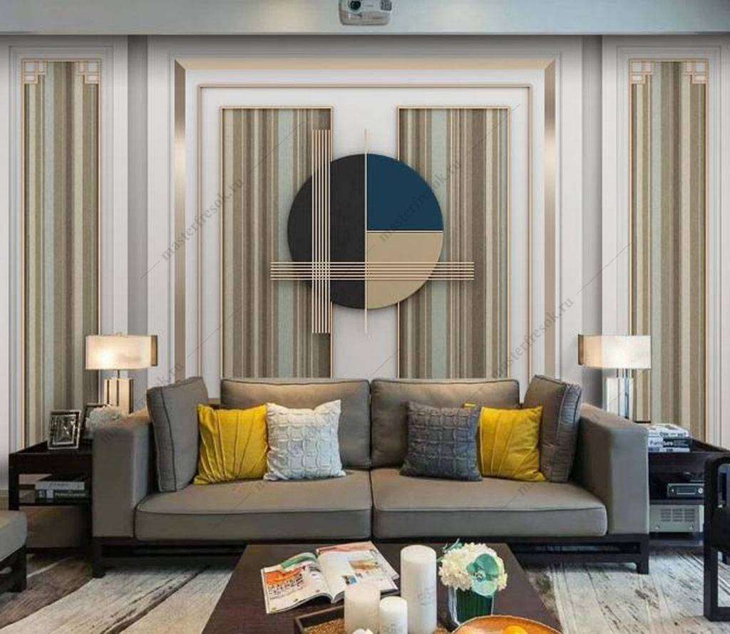 Фотообои в интерьере рамки в полоску  16-061 фото