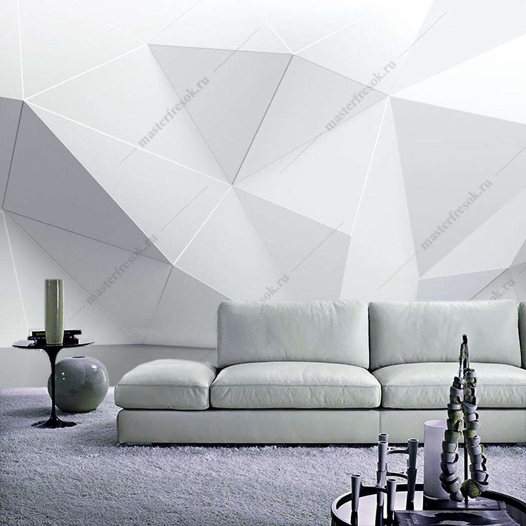 Фотообои в интерьере 3д белая стена  9-1443 фото