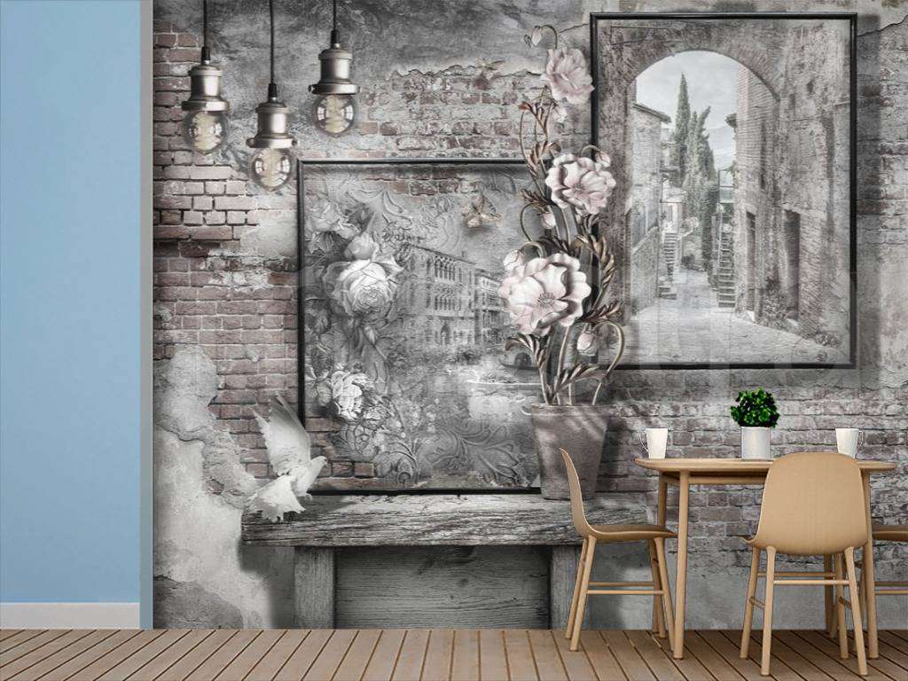 Фотообои Кирпичная стена в винтажном стиле  7-580