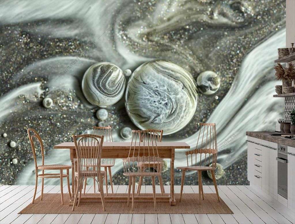 Фотообои в интерьере акриловые пузыри  9-1408 фото