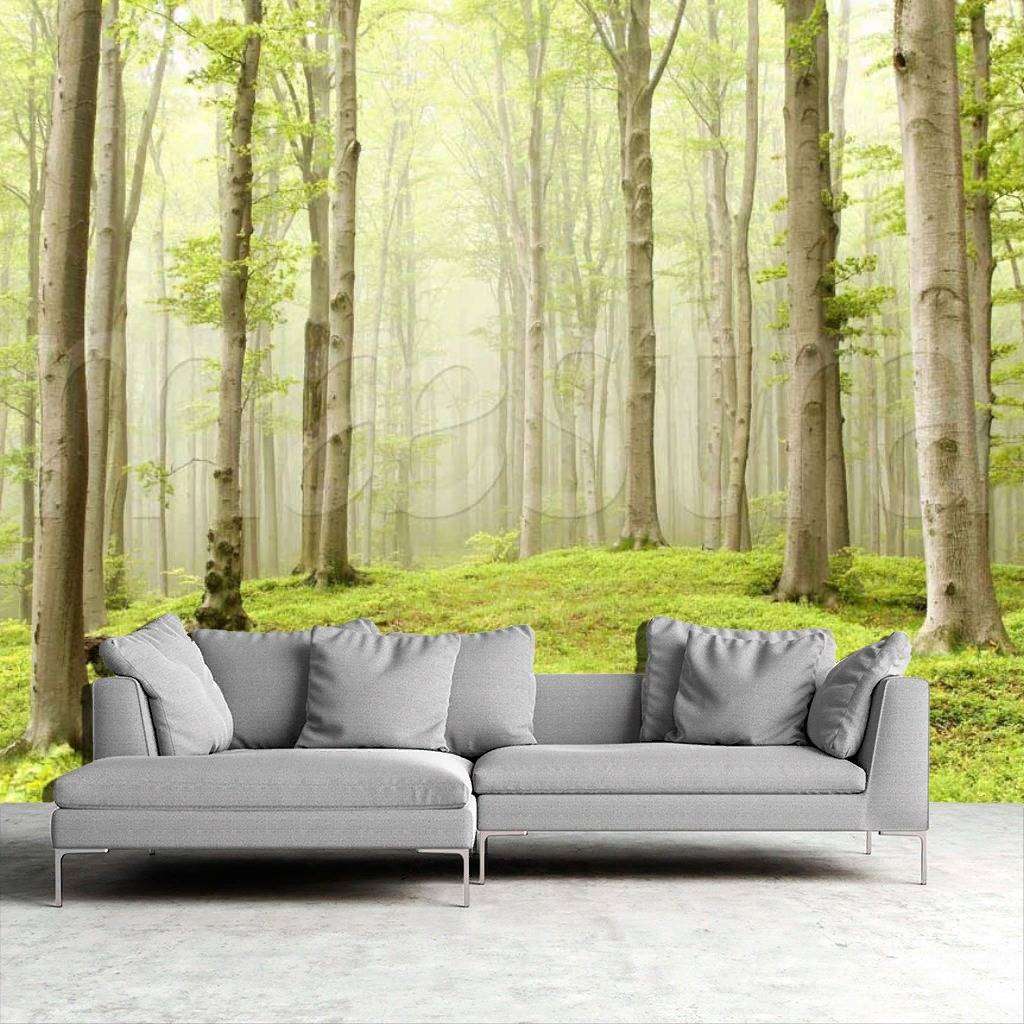 Фотообои в интерьере прозрачный лес  9-177 фото