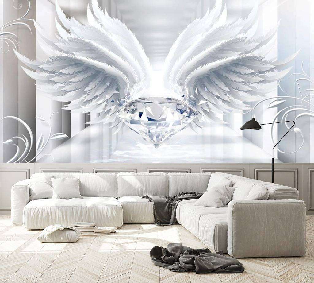 Фотообои в интерьере 3д тоннель и крылья  15-447 фото