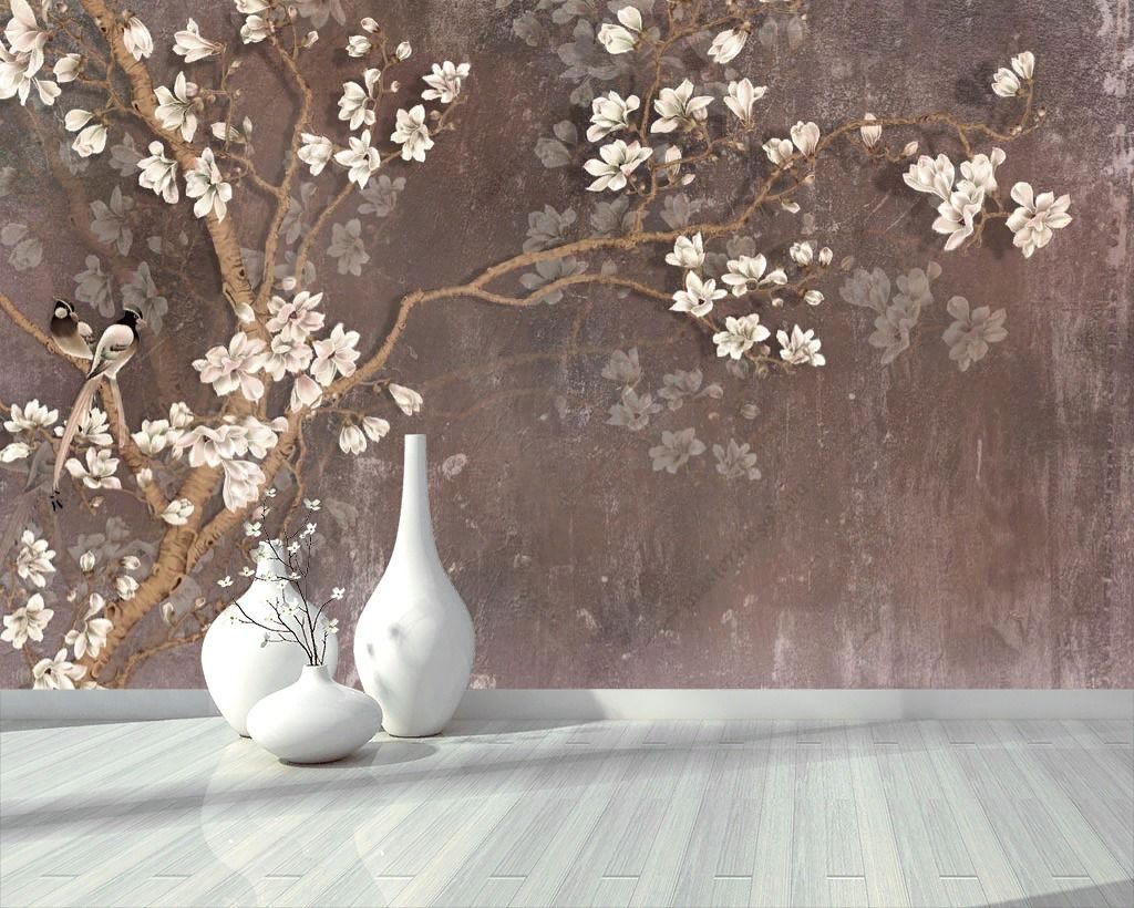 Фотообои 3д Белая сакура  10-914