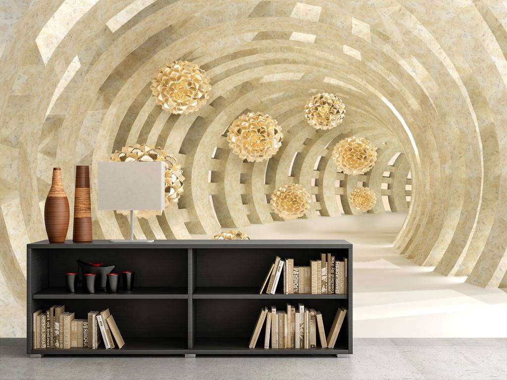 Фотообои в интерьере бежевый тоннель  10-623 фото