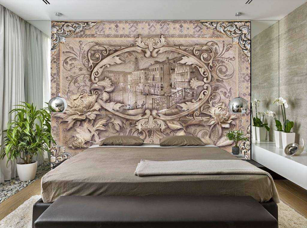 Фотообои в интерьере венеция в объемной рамке  7-496 фото