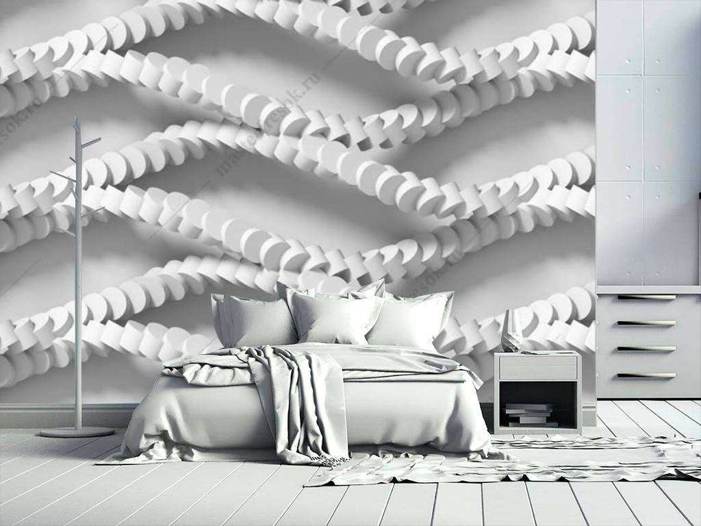 Фотообои в интерьере 3д геометрическая волна  10-802 фото