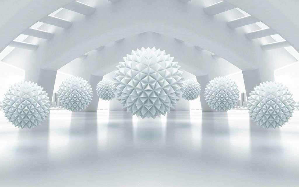 Фотообои в интерьере 3д объемные фактурные шары  10-791 фото