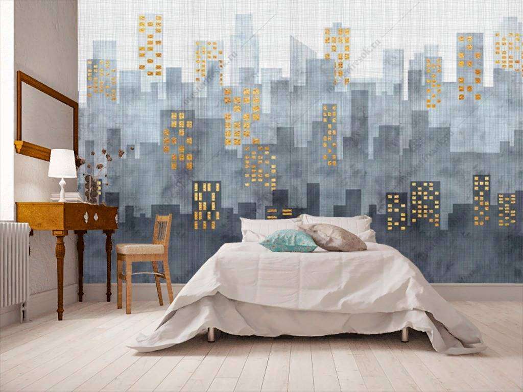 Фотообои в интерьере ночной город  15-863 фото