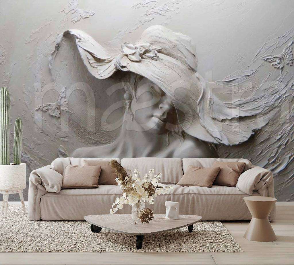 Фотообои в интерьере женщина в шляпе  7-817 фото