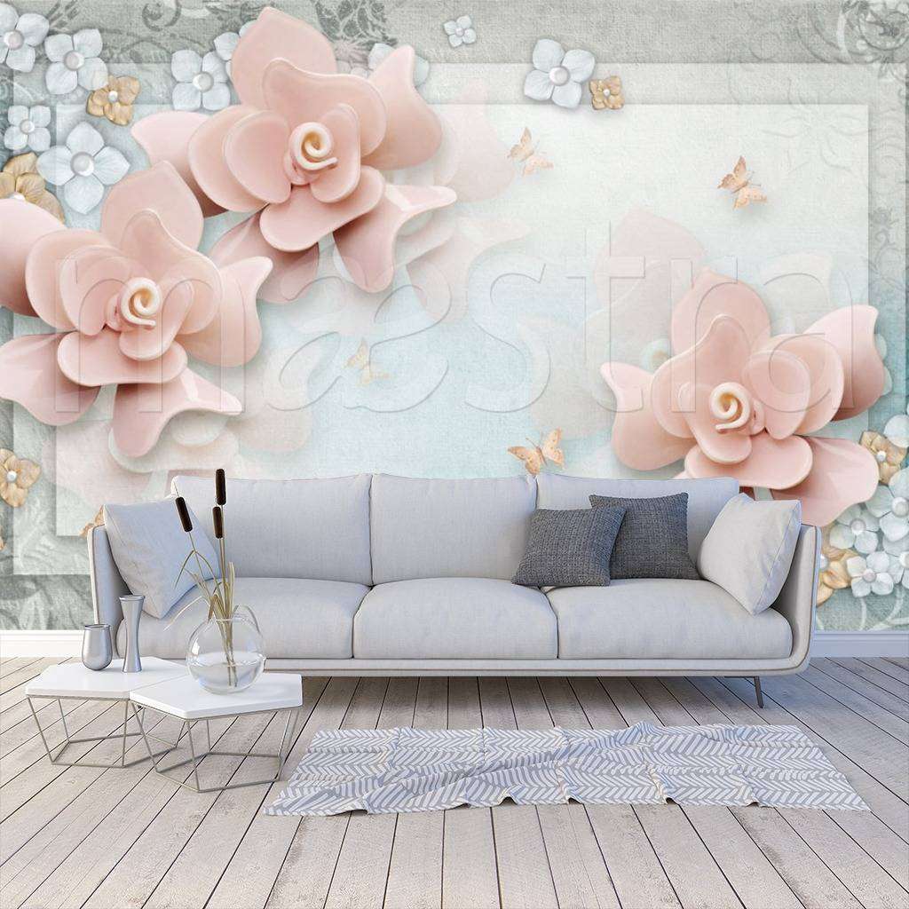 Фотообои 3д цветы розовые  10-570