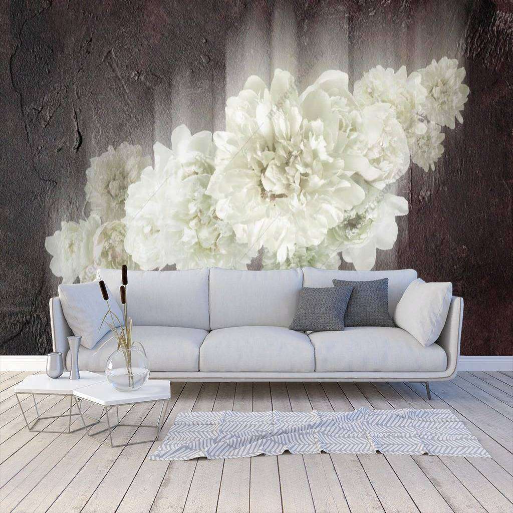 Фотообои в интерьере белые пионы  14-128 фото