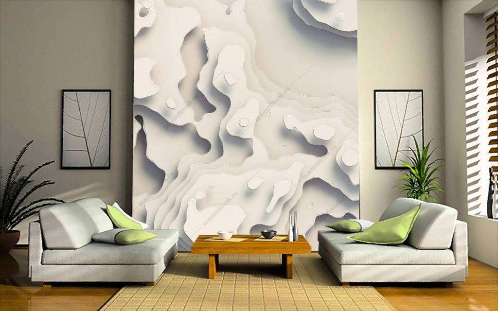 Фотообои в интерьере белая текстура  10-869 фото