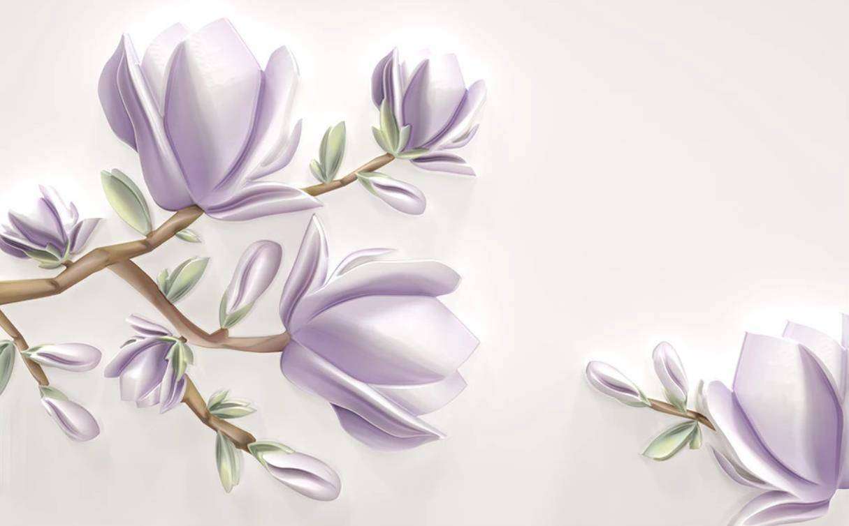 Фотообои в интерьере 3д магнолия сиреневая  15-473 фото