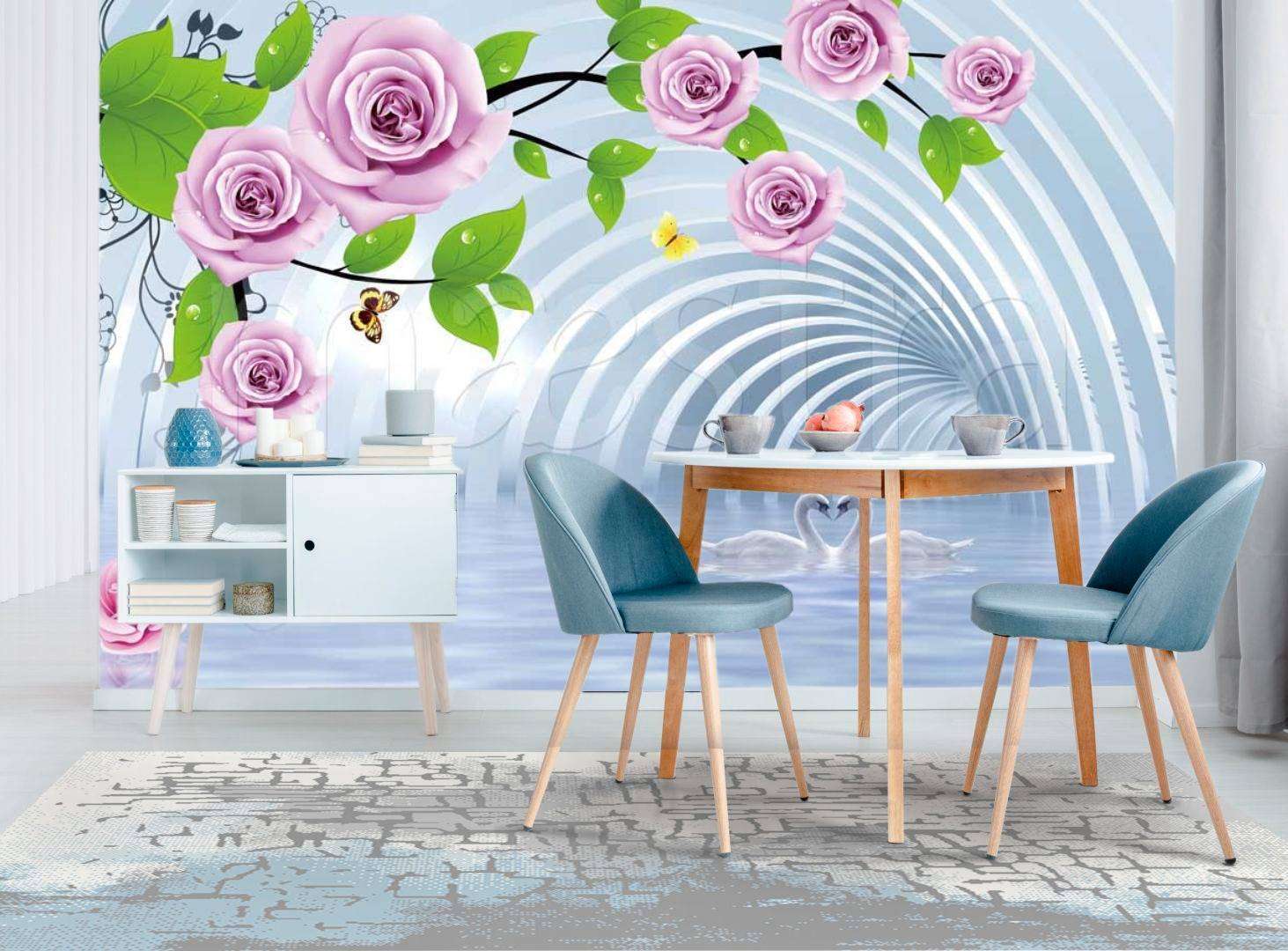 Фотообои Лебеди на 3д фоне  10-419