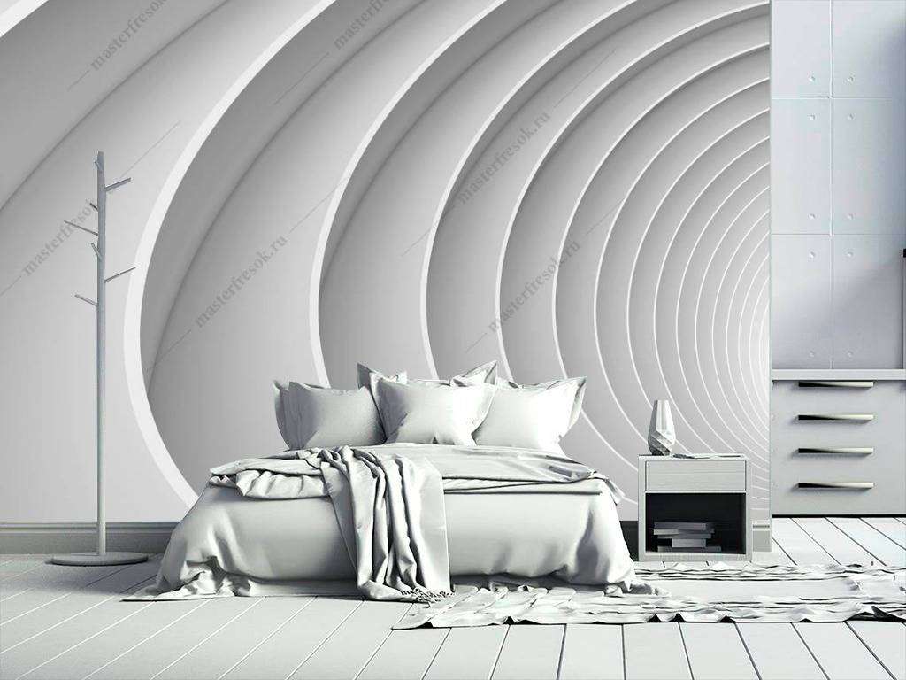 Фотообои в интерьере 3д волнообразный коридор  10-822 фото