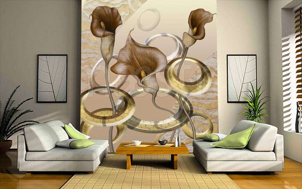 Фотообои Стереоскопические калы с золотыми кольцами  7-522