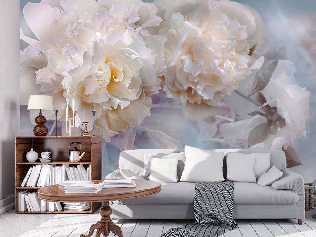 Фотообои в интерьере пион 3д  13-239 фото