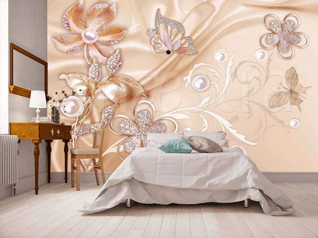 Фотообои в интерьере цветочные мотивы в розовых тонах  7-419 фото