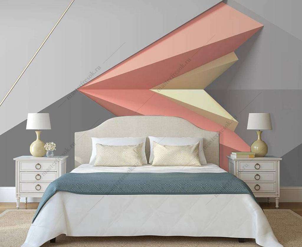 Фотообои в интерьере красный геометрический фон  16-089 фото