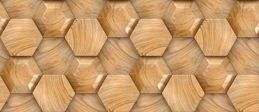 Фотообои в интерьере 3д деревянные соты  10-821 фото