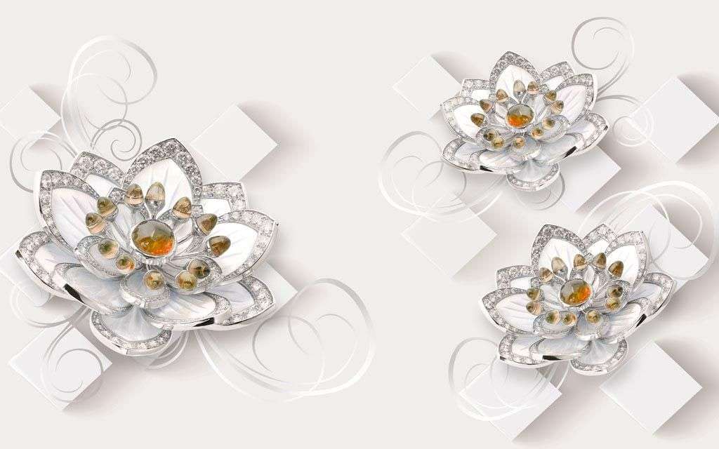 Фотообои в интерьере драгоценные цветы  10-609 фото