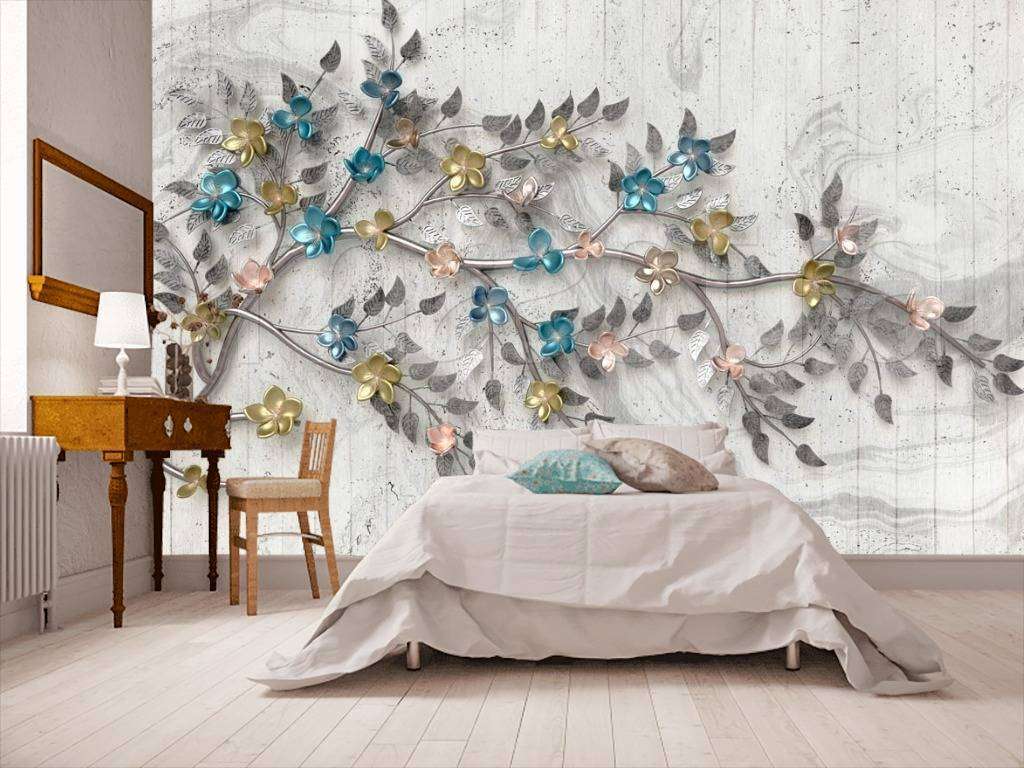 Фотообои Ветка дерева на сером фоне  10-521