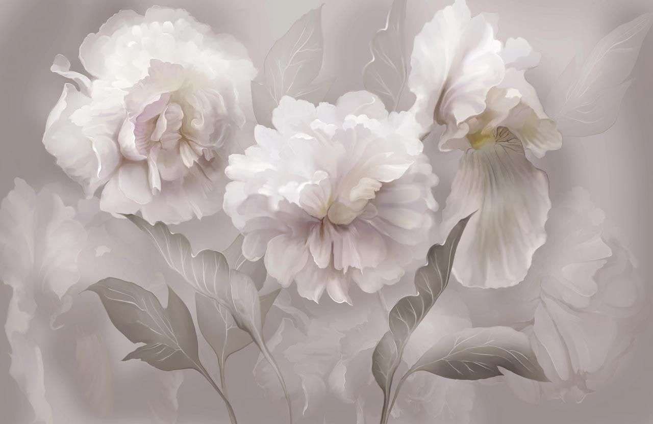 Фотообои в интерьере фреска пионы  13-486 фото