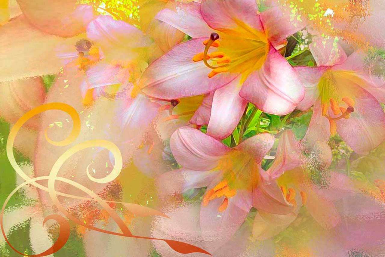 Фотообои в интерьере лилия абстракция  2-123 фото