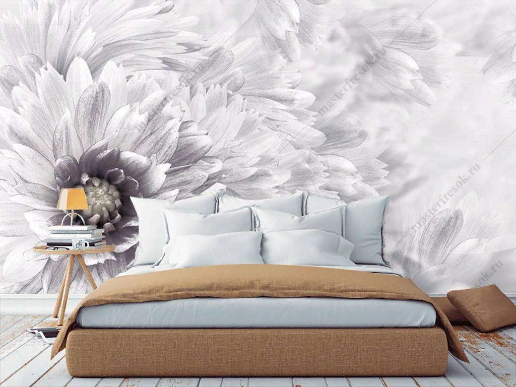 Фотообои в интерьере хризантема  10-865 фото