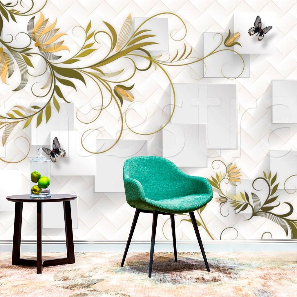 Фотообои 3д цветы на кубах  10-543