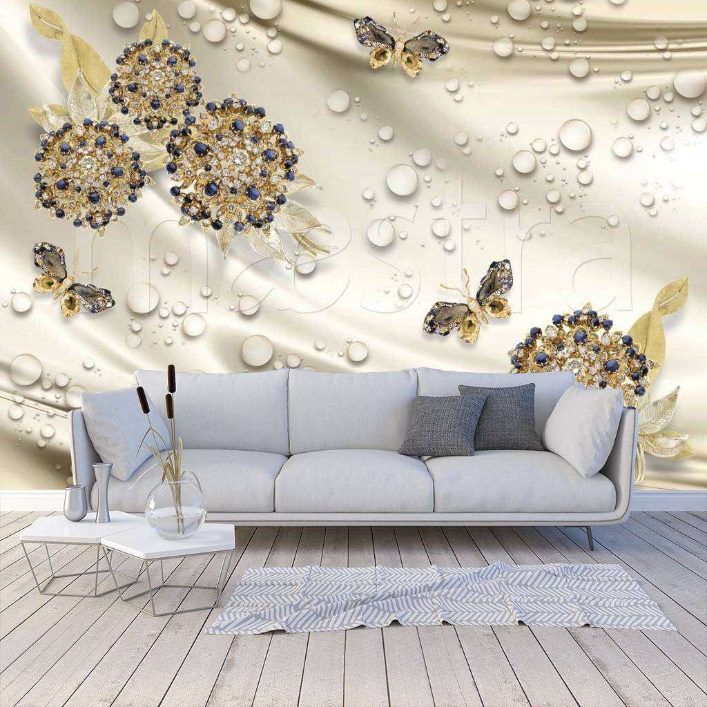 Фотообои Объемные капли на шелке  10-399