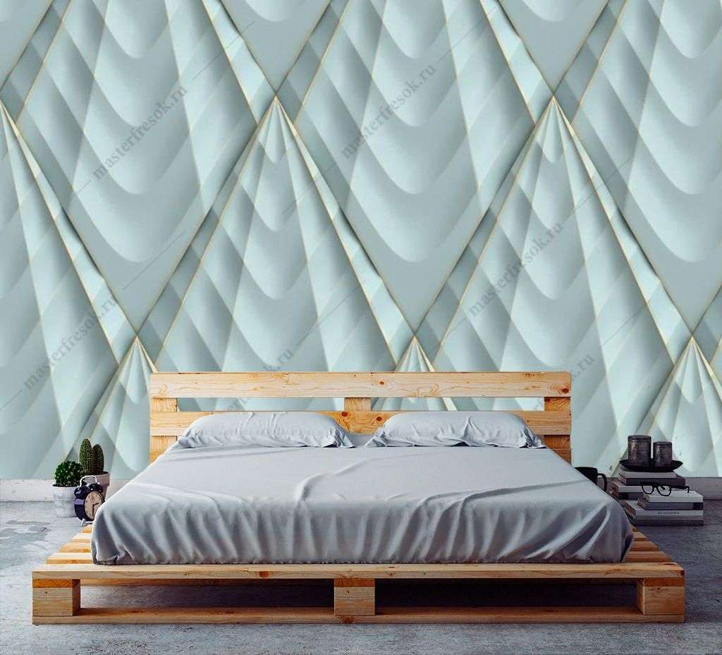 Фотообои в интерьере рельефная волна 3д  9-1580 фото