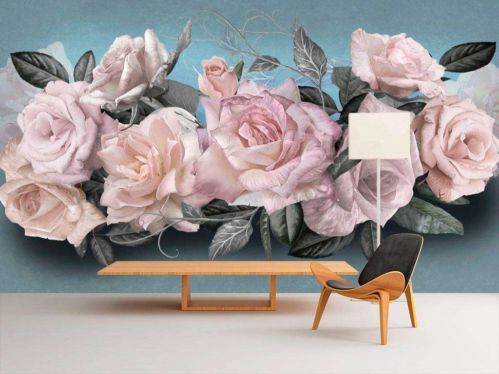 Фотообои в интерьере розы на ветке  13-083 фото