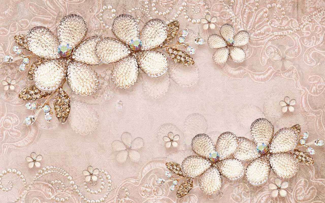 Фотообои в интерьере 3д цветы со стразами объемные  10-500 фото