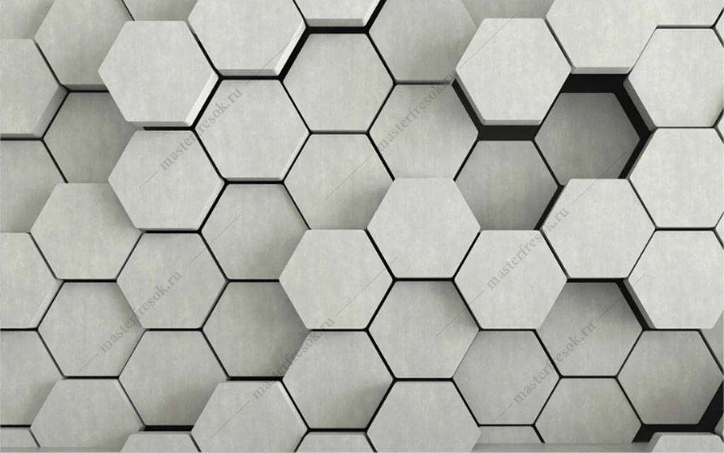 Фотообои в интерьере шестиугольник  15-817 фото