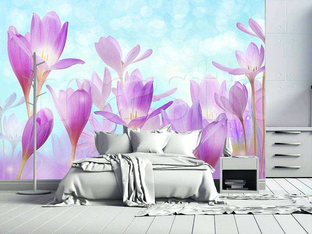 Фотообои в интерьере поляна крокусов  7-358 фото