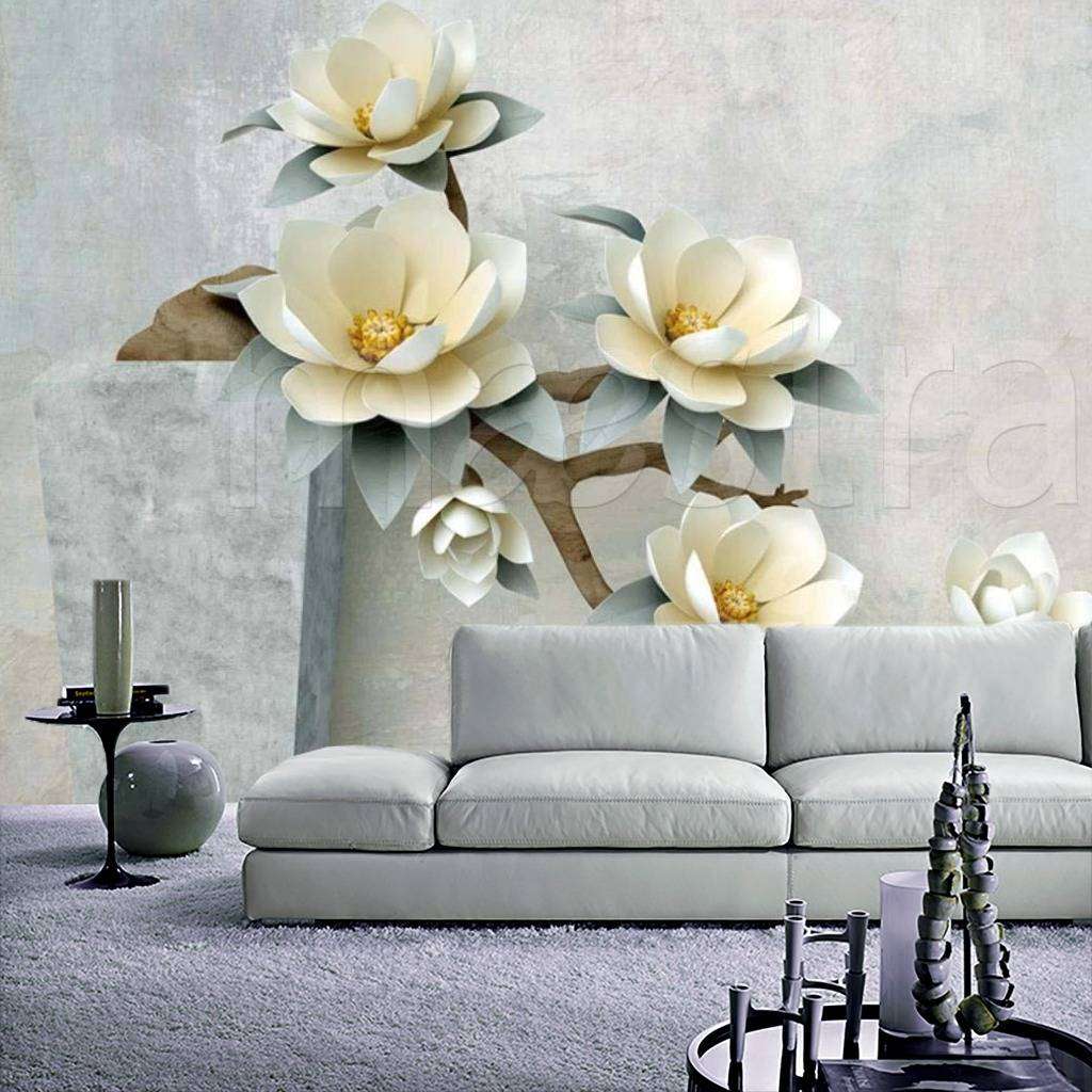 Фотообои в интерьере креативные цветы бонсай 3д  15-002 фото